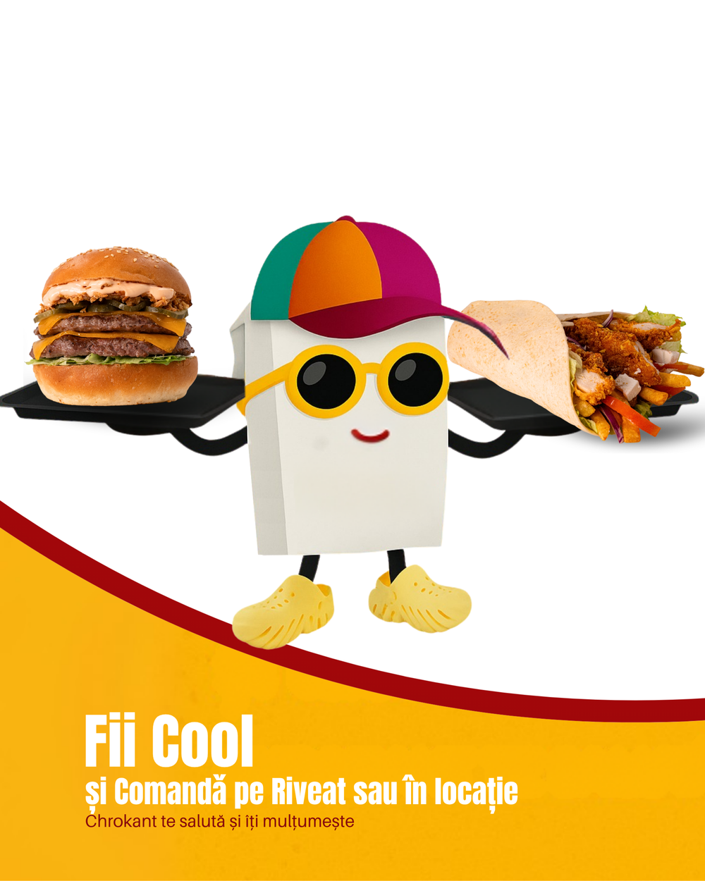 Chrokie - mascota Chrokant cu burger și shaorma
